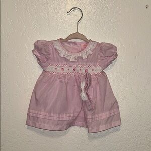 Pink and White Baby Dress with Ruffle Details